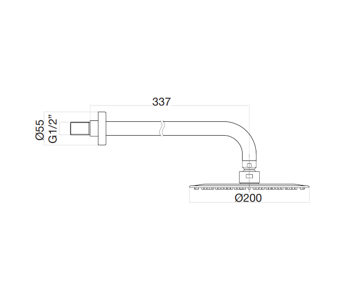Stacionari dušo galva Fiore su laikikliu iš sienos, Ø200 mm, chromas, 30CR8630 Stacionari dušo galva Fiore su laikikliu iš sienos, Ø200 mm, chromas, 30CR8630