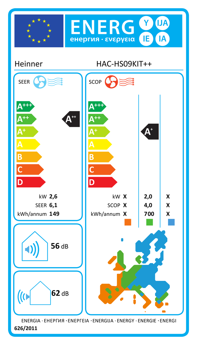 Oro kondicionierius OPAL, KIT 2.6kW/2.7kW HAC-HS09KIT++ HEINNER Oro kondicionierius OPAL, KIT 2.6kW/2.7kW HAC-HS09KIT++ HEINNER