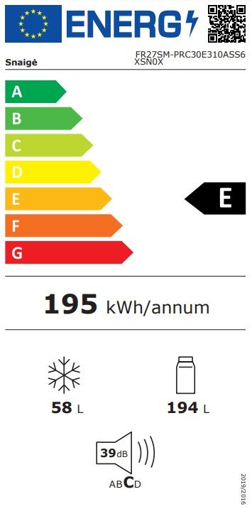 Šaldytuvas SNAIGĖ FR27SM-PRC30E3