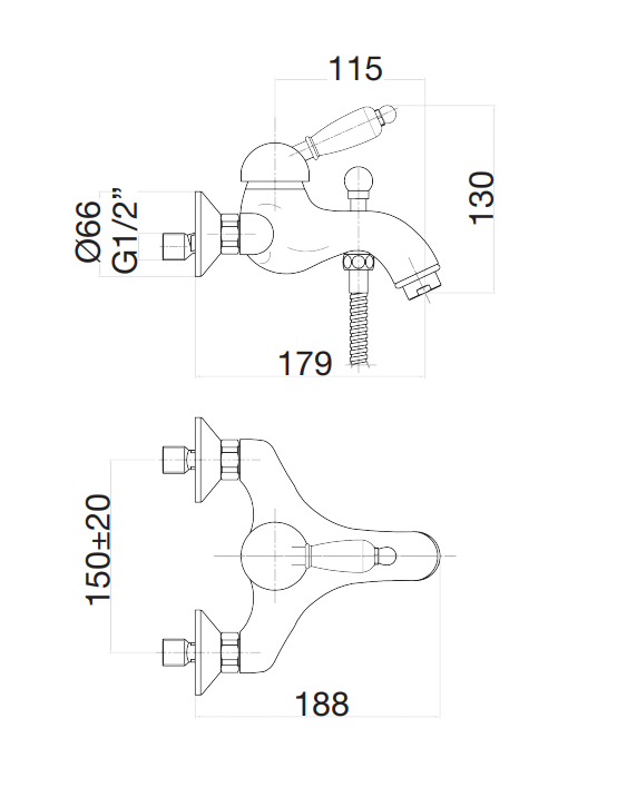 Vonios maišytuvas Fiore Imperiale, sendintos bronzos, 83ZZ5101