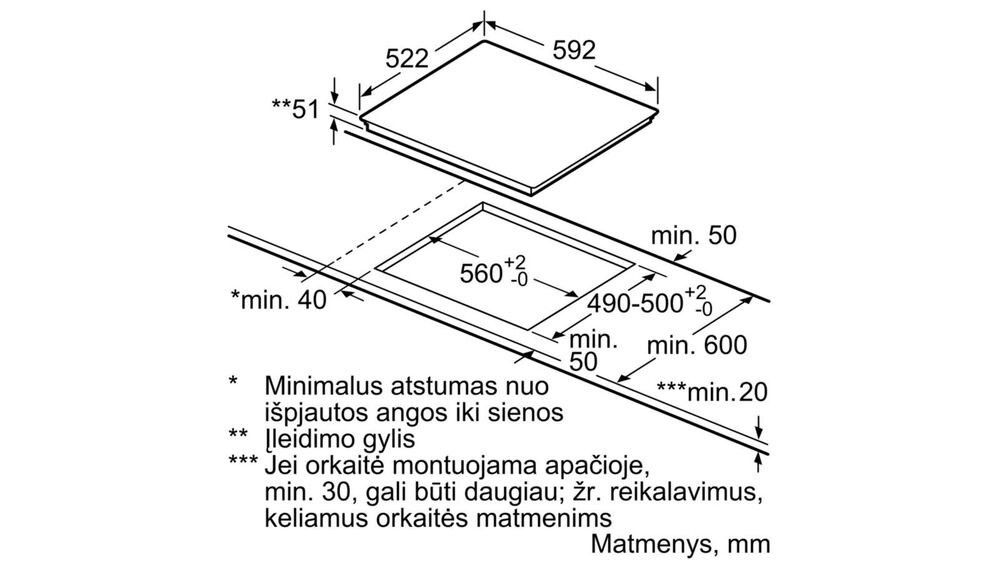 Įmontuojama indukcinė kaitlentė Bosch PVS61RBB5E Įmontuojama indukcinė kaitlentė Bosch PVS61RBB5E