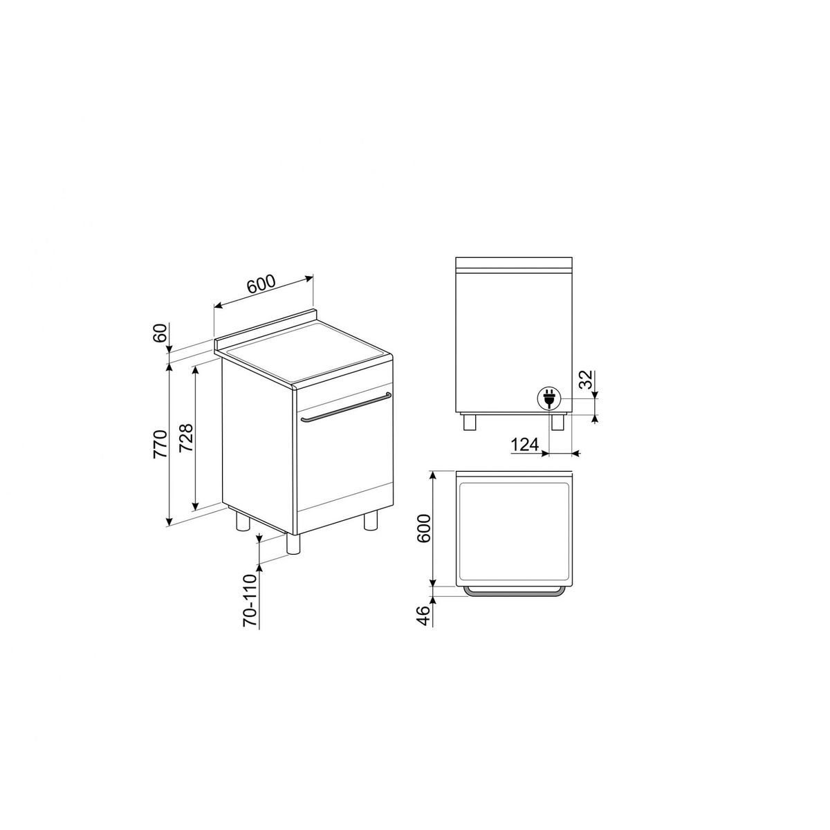 Indukcinė viryklė su elektrine orkaite SMEG CP60IX9-1