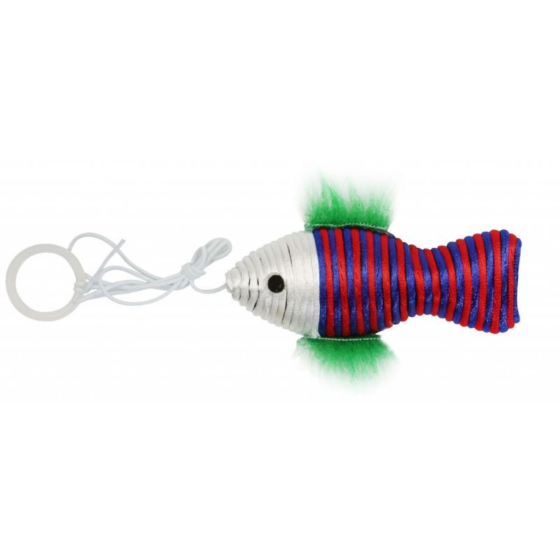 PET NOVA Fish žaislas katei su virvele 10x4cm 3vnt, CAT-FISH-P-B-10