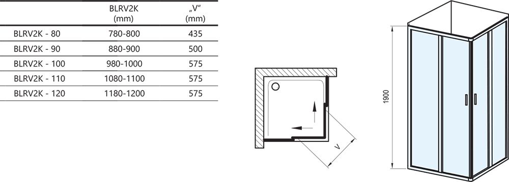 Dušo durys Ravak Blix BLRV2K-80 blizgi+stiklas Transparent 1XV40C00Z1 Dušo durys Ravak Blix BLRV2K-80 blizgi+stiklas Transparent 1XV40C00Z1