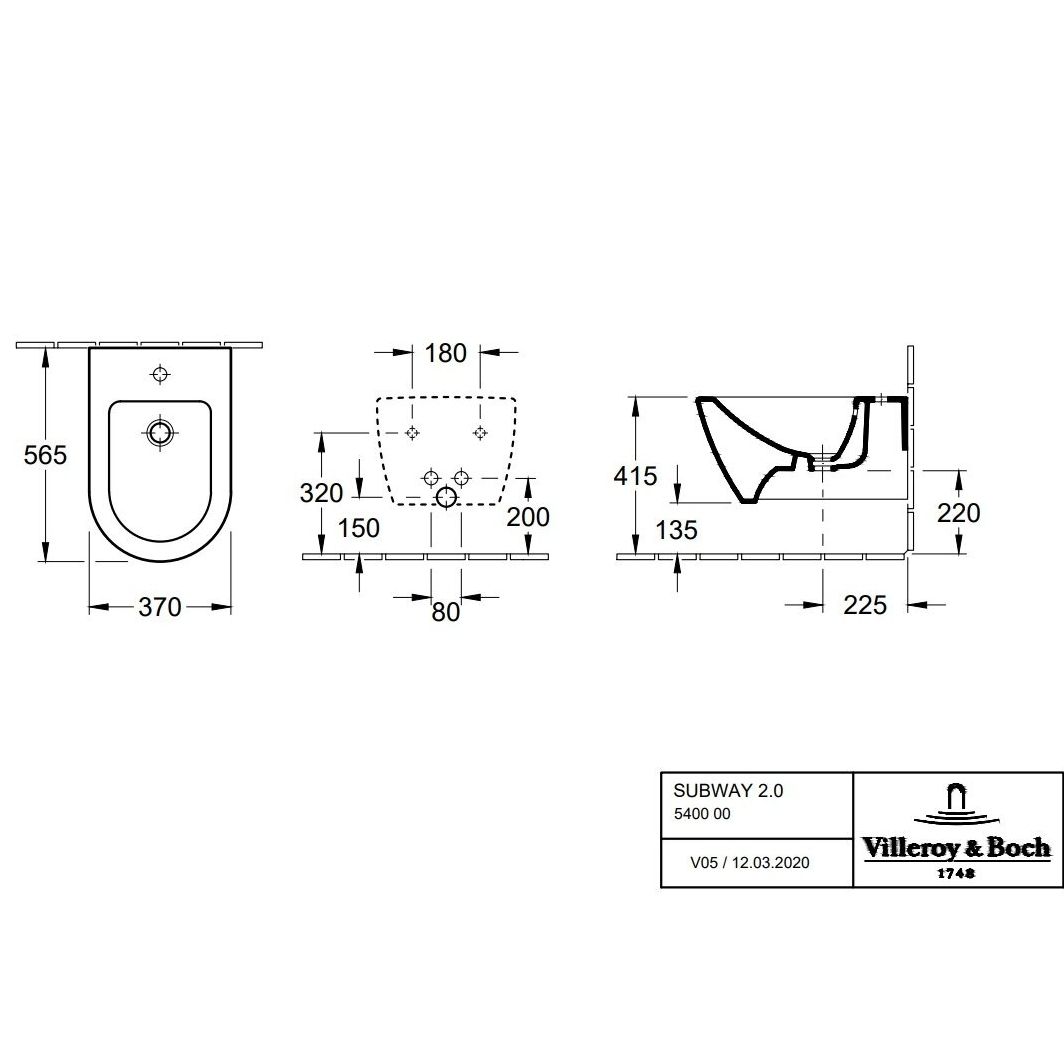 Pakabinama bidė Villeroy & Boch Subway 2.0, baltas 54000001