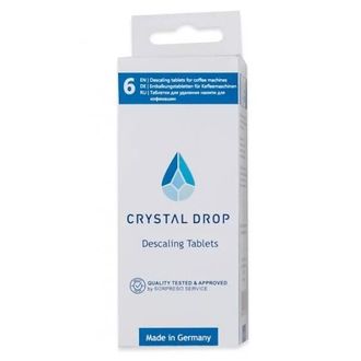 CRYSTAL DROP nukalkinimo tabletės 6 vnt. ( Nivona, Miele, Delonghi, Siemens, Bosch , Jura , Melitta kavos aparatams)