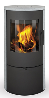 Plieninė krosnelė EVORA su akmens apdaila viršuje