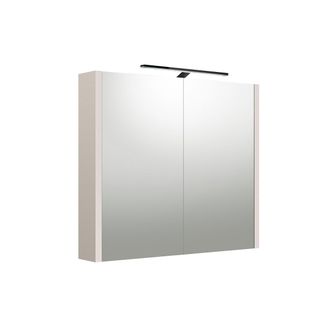 Veidrodinė spintelė su juodu šviestuvu Raguvos Baldai, pilkas kašmyras, 80 cm, 2003506