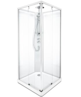 Dušo boksas Contura Shower 10-5 Comfort 90x90 cm, baltas profilis / skaidrus-matinis stiklas, 558.944.00.2