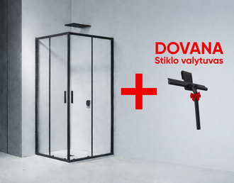 Keturkampė dušo kabina RIHO Hamar 2.0 207 80x80x200 cm, juodas profilis / skaidrus stiklas, G007004121+dovana