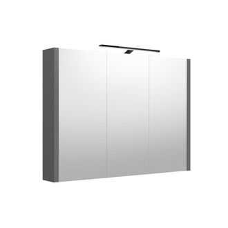 Veidrodinė spintelė su juodu šviestuvu Raguvos Baldai, pilka matinė, 100 cm, 2003705