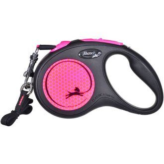 FLEXI New Neon Tape rožinis pavadėlis S-5m iki 15kg, C5055383