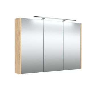 Veidrodinė spintelė su apšvietimu Raguvos Baldai, LED, IP44, šviesus ąžuolas, 100 cm, 1402735