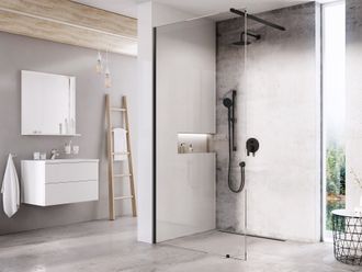 Dušo kabina Ravak Walk-In Wall Set 120, juoda+stiklas Transparent GW9WG030SZ1