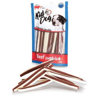 KIDDOG Sandwich jautienos ir menkės juostelės 80g (150), A04733