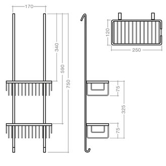 Pakabinama lentynėlė SHELF UNI 750x250 mm, chromas