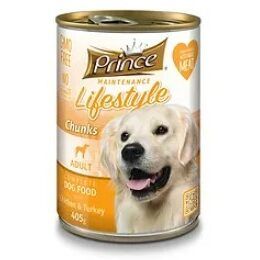 PRINCE Lifestyle visavertis šlapias ėdalas šunims su vištiena/kalakutiena, 405g