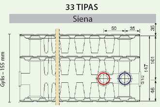 Plieninis radiatorius GALANT UNI 33UNI-35-0600, universalus prijungimas