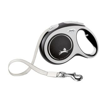 FLEXI Comfort Tape baltas/juodas pavadėlis L-5m iki 60kg, C5055631