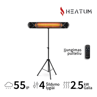 Pastatomas Infraraudonųjų spindulių šildytuvas Heatum H2500R CORE BLACK su trikoju stovu