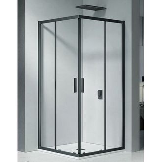 Keturkampė dušo kabina RIHO Hamar 2.0 207 90x90x200 cm, juodas profilis / skaidrus stiklas, G007005121
