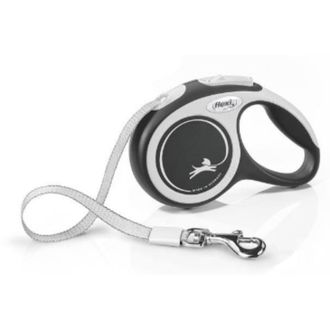 FLEXI Comfort Tape baltas/juodas pavadėlis XS-3m iki 12kg, C5055618