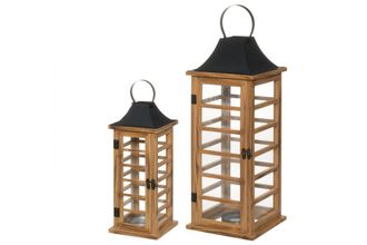 Žibintų komplektas 4 Living Collection Lantern Rima, 2 vnt., natūrali/juoda, 6410416171364