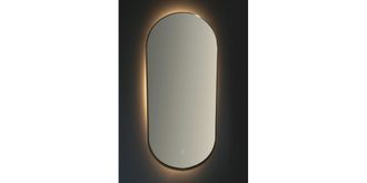 Ovalus šviečiantis veidrodis juodu rėmu Balteco SP 45x90 cm AntiMist veidrodžio šildymas, LED apšvietimas: šilta (4000K) ir šalta (6500K) šviesa SP45