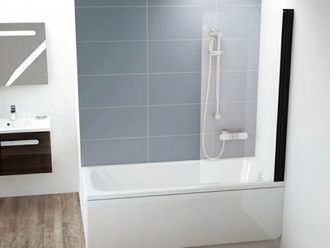 Vonios sienelė Ravak CVS1 80 D, juoda+stiklas Transparent, 7QR40300Z1