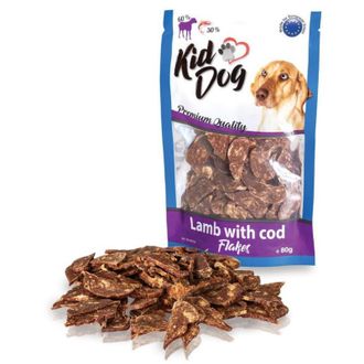 KIDDOG Flakes ėrienos+menkės griežinėliai 80g (150), A04723