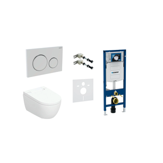 Geberit AquaClean Alba Comfort komplektas su Duofix Sigma 12 cm. WC instaliacine sistema, Sigma 20 Roud mygtuku, baltas