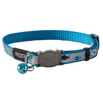 ROGZ Reflecto antkaklis katei mėlynas su žuvytėmis 11mm/20-31cm, CB40B