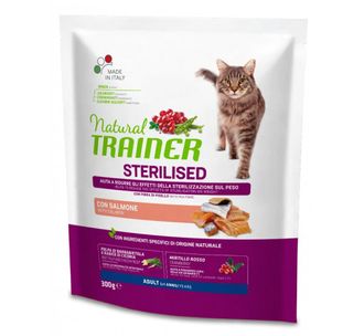 NATURAL TRAINER Cat adult Sterilised salmon su lašiša 300g, 924906