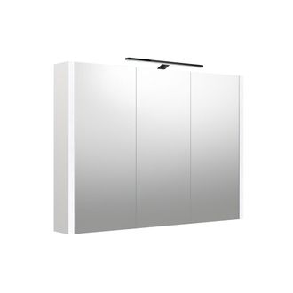 Veidrodinė spintelė su juodu šviestuvu Raguvos Baldai, balta matinė, 100 cm, 2003712