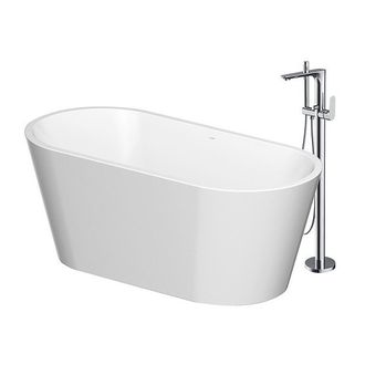 Laisvai statoma vonia Cersanit Crea 160x75 cm su grindiniu vonios maišytuvu Crea, balta, S601-141
