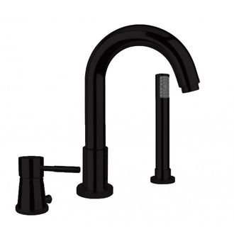 Maišytuvas vonios kraštui XENON, 3 dalių, su rankiniu dušeliu, juodas matinis