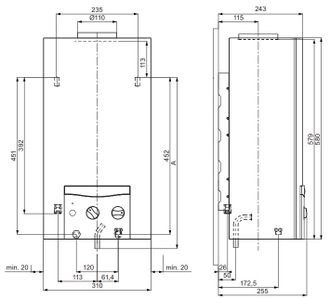 Dujinė karšto vandens šildymo kolonėlė Vaillant MAG mini 114/1 I (H-INT) (gamtinės d., bat. uždegimas)
