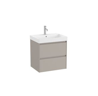 Praustuvo ir spintelės komplektas ROCA ONA PACK su 2 stalčiais, 60 × 46 × 64.5 cm, matinė smėlio pilka, A851688510