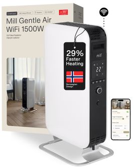 Tepalinis radiatorius Mill OIL1500WIFI3 Gentle Air, 1500 W | Tinka patalpoms iki 22 m² | Baltas, WIFI