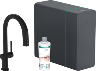 Maišytuvas plautuvei 210 AQITTURA M91 su ištraukiama galvute ir atšaka filtruotam vandeniui, juodas matinis 76836670