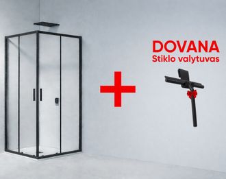 Keturkampė dušo kabina RIHO Hamar 2.0 207 90x90x200 cm, juodas profilis / skaidrus stiklas, G007005121+dovana