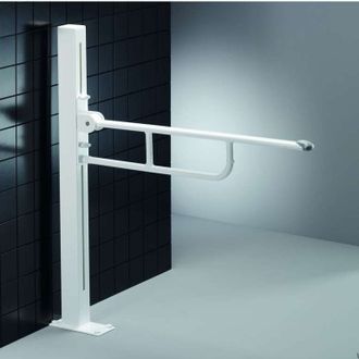 Reguliuojamo aukščio atlenkiamas turėklas Value, tvirtinamas į grindis, baltas, R1161000