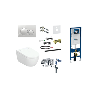 Geberit AquaClean Alba Premium Plus komplektas su Duofix Sigma WC instaliacine sistema, chromo klavišas