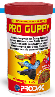 PRODAC PRO GUPPY smulkūs dribsniai gupijoms 250ml 50g, PG250.1