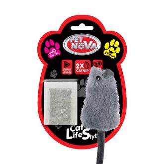 PET NOVA Plush Catnip pelytė su katžole 14cm 2vnt, CATNIP-MOUSE-2