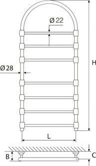 Rankšluosčių džiovintuvas Elonika EŽRA 750 K-Mat 1460x500 mm, matinio žalvario, 4770046009676