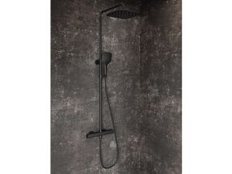 Dušo stovas Ravak Flat , su termostatiniu maišytuvu ir dušo komplektu, reguliuojamas, juodas X070443