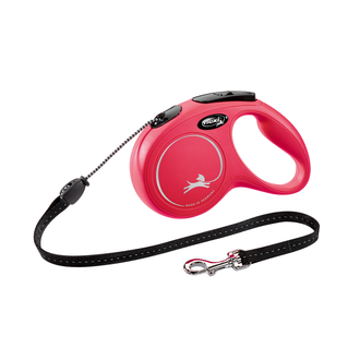 Automatinis pavadėlis Flexi New Classic M virvė 5m 20kg, Raudona