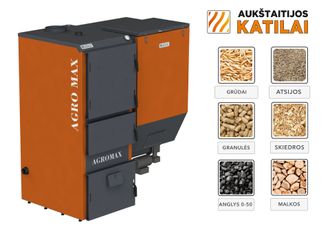 Granulinis katilas 50 kW, komplekte su 50 kW "Zenono" degikliu, 600 l bunkeriu