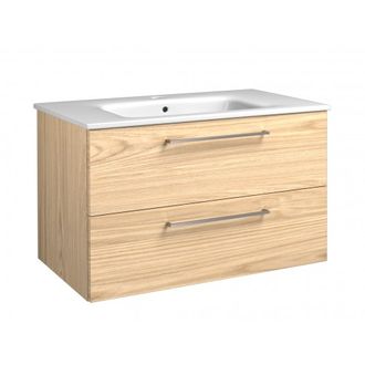 Apatinė spintelė su stalčiais, praustuvu, rankenomis Raguvos Baldai JOY, šviesus ąžuolas, 81 cm, 12113535